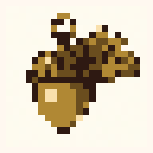 Acorn Charm 24x24 pixel art template, forest palette
