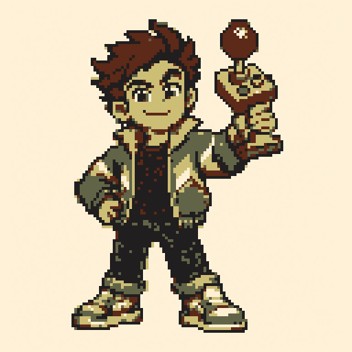 Arcade Champion 128x128 pixel art template, tomodachi palette