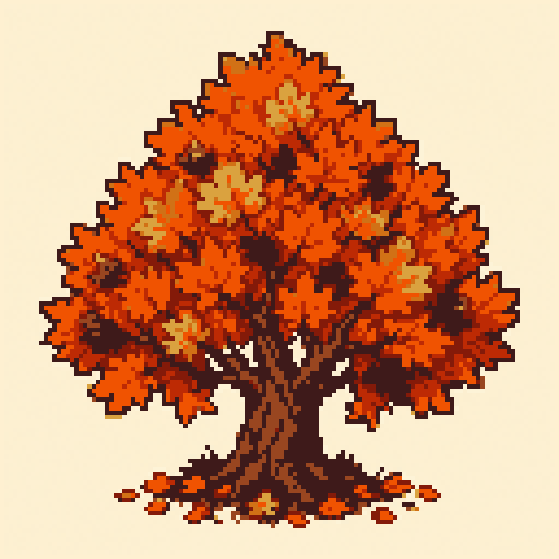 Autumn Maple 128x128 pixel art template, tomodachi palette
