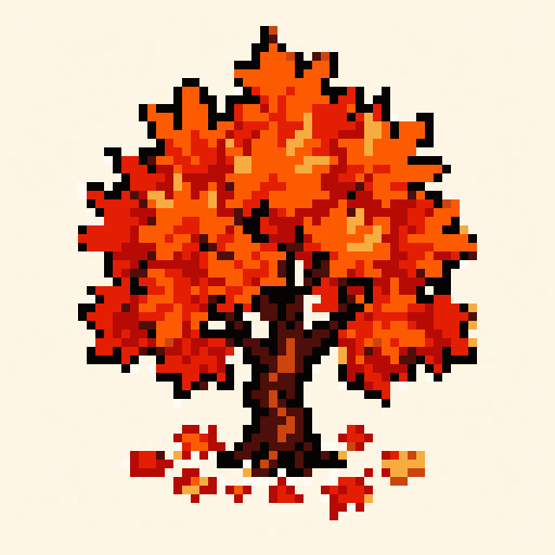 Autumn Maple 64x64 pixel art template, pico8 palette