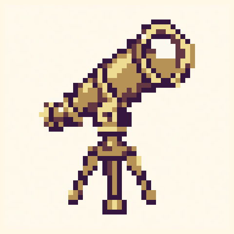 Brass Telescope 48x48 pixel art template, dawn palette