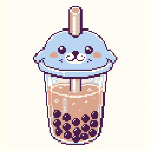 Bubble Tea 128x128 pixel art template, dawn palette