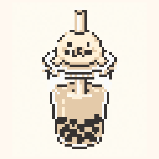 Bubble Tea 64x64 pixel art template, nes palette