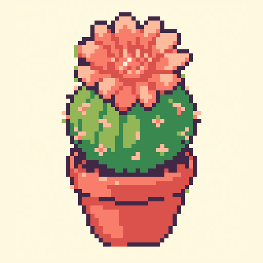 Cactus Bloom 64x64 pixel art template, dawn palette