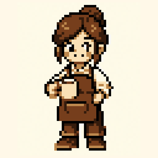 Cafe Barista 64x64 pixel art template, nes palette
