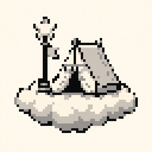 Cloud Camp 64x64 pixel art template, mono palette