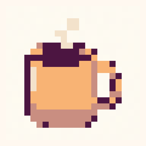 Coffee Mug 24x24 pixel art template, dawn palette