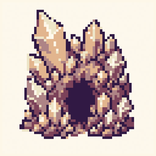 Crystal Cave 64x64 pixel art template, dawn palette