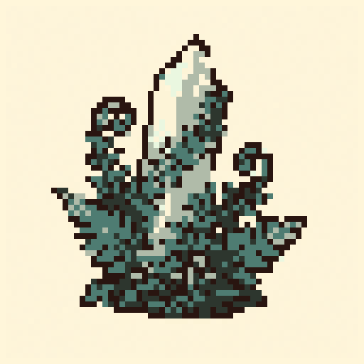 Crystal Fern 64x64 pixel art template, tomodachi palette