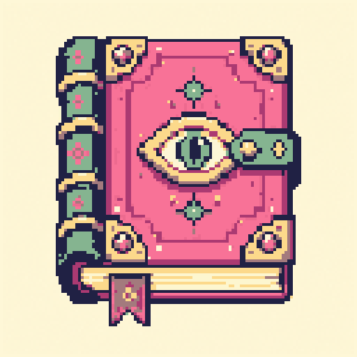 Cursed Book 128x128 pixel art template, bubblegum palette
