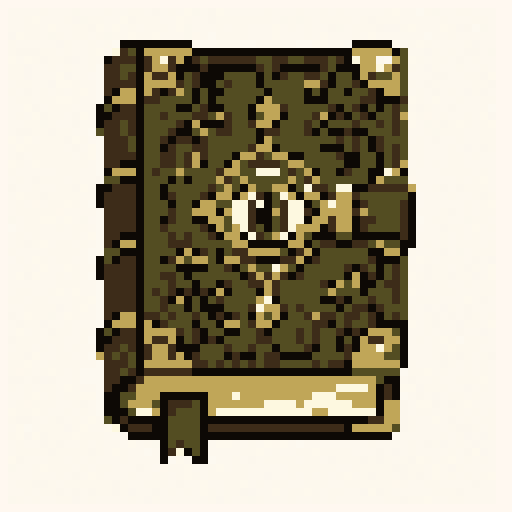 Cursed Book 64x64 pixel art template, forest palette