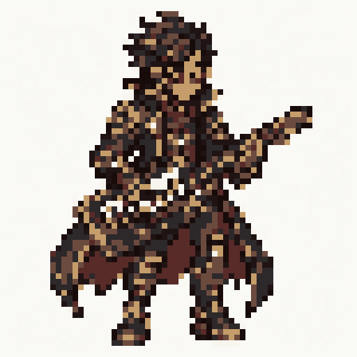 Cyber Bard 64x64 pixel art template, ember palette