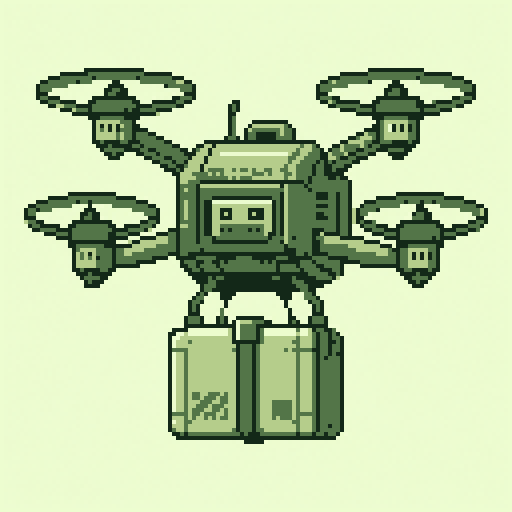Delivery Drone 128x128 pixel art template, gameboy palette