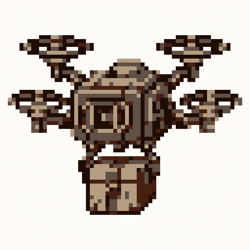 Delivery Drone 64x64 pixel art template, ember palette