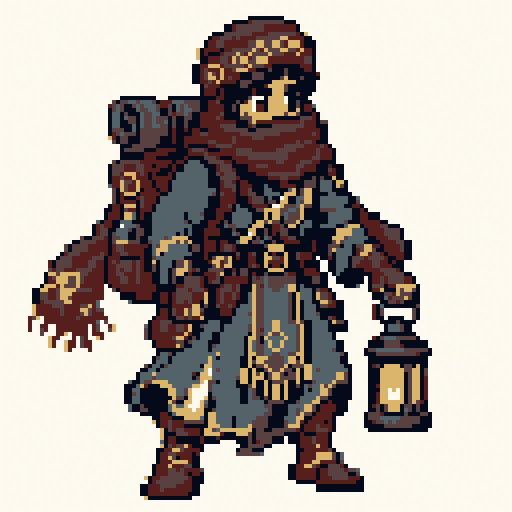 Desert Nomad 128x128 pixel art template, pico8 palette