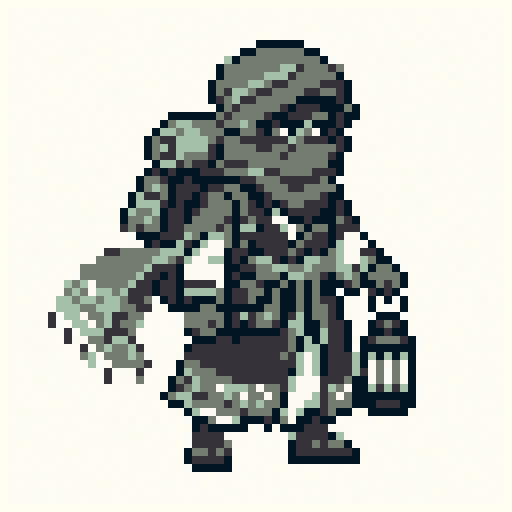 Desert Nomad 64x64 pixel art template, ocean palette