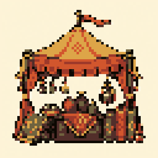 Desert Potion Tent 64x64 pixel art template, gameboy palette