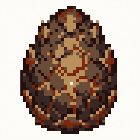Dragon Egg 48x48 pixel art template, ember palette