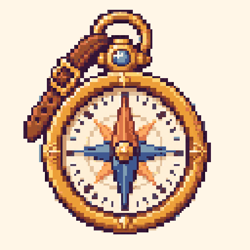 Explorer Magic Compass 128x128 pixel art template, dawn palette