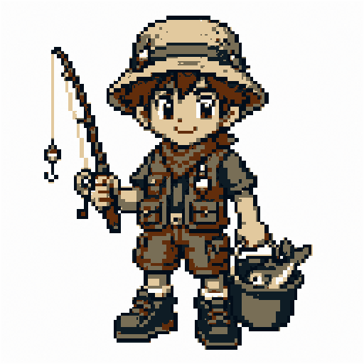Fisher Kid 256x256 pixel art template, nes palette