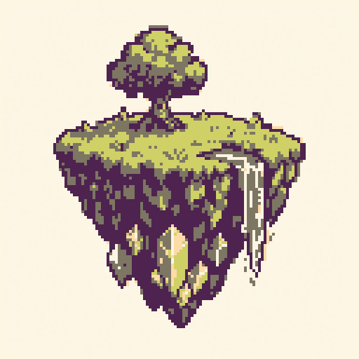 Floating Island 128x128 pixel art template, dawn palette
