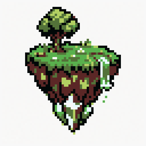Floating Island 64x64 pixel art template, nes palette