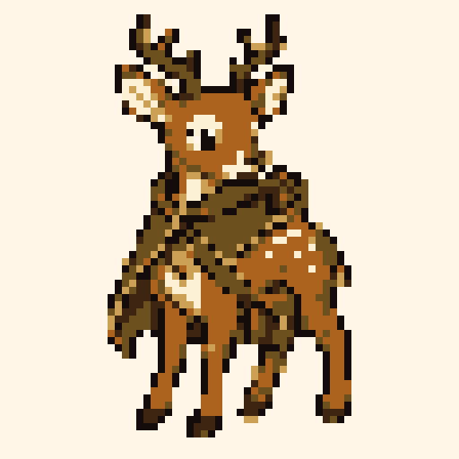 Forest Deer Scout 64x64 pixel art template, forest palette