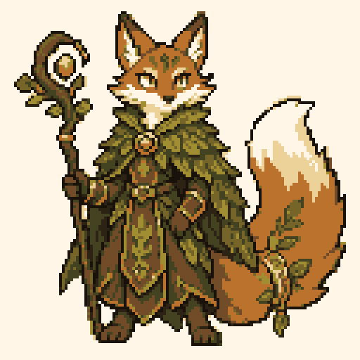 Forest Fox Guardian 128x128 pixel art template, forest palette