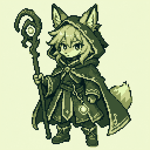 Fox Mage 128x128 pixel art template