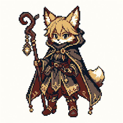 Fox Mage 256x256 pixel art template
