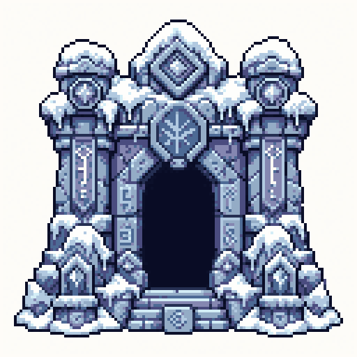Frost Gate 128x128 pixel art template, bubblegum palette