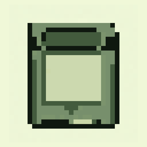 Game Cartridge 32x32 pixel art template, gameboy palette