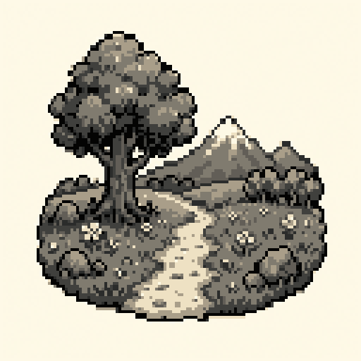 Gameboy Meadow 128x128 pixel art template, mono palette