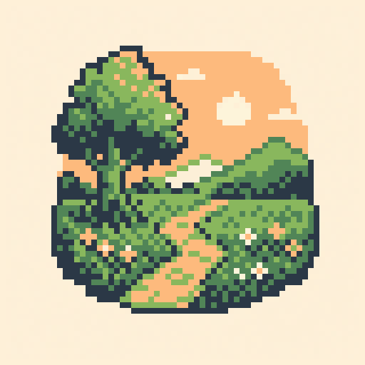 Gameboy Meadow 64x64 pixel art template