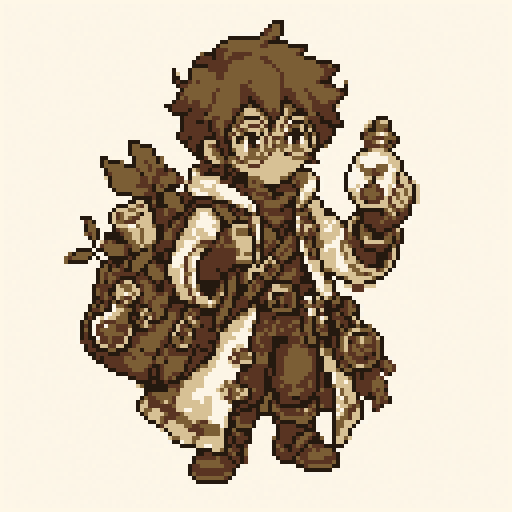 Garden Alchemist 128x128 pixel art template, ember palette