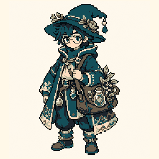 Garden Alchemist 256x256 pixel art template, ocean palette