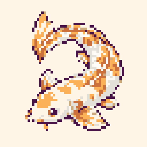 Golden Koi Loop 64x64 pixel art template, dawn palette