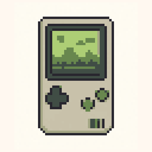 Handheld Console 64x64 pixel art template, gameboy palette