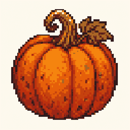 Harvest Pumpkin 128x128 pixel art template, ember palette