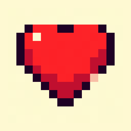 Health Heart 16x16 pixel art template, bubblegum palette
