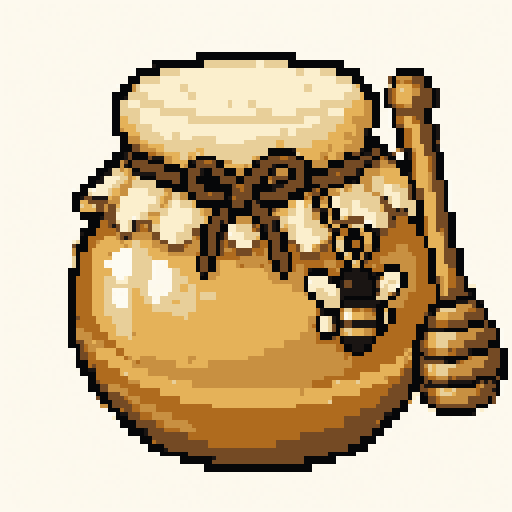 Honey Jar 128x128 pixel art template, mono palette