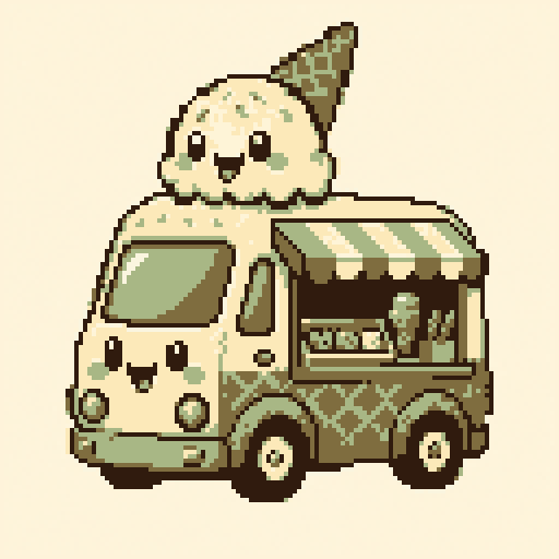 Ice Cream Van 128x128 pixel art template, tomodachi palette