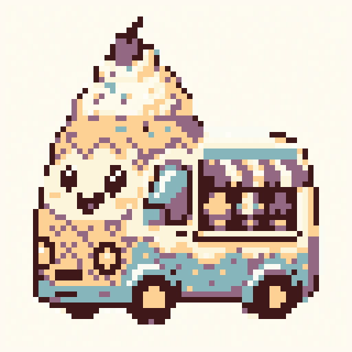Ice Cream Van 64x64 pixel art template, pico8 palette