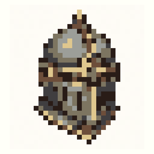 Knight Helmet 32x32 pixel art template, ember palette