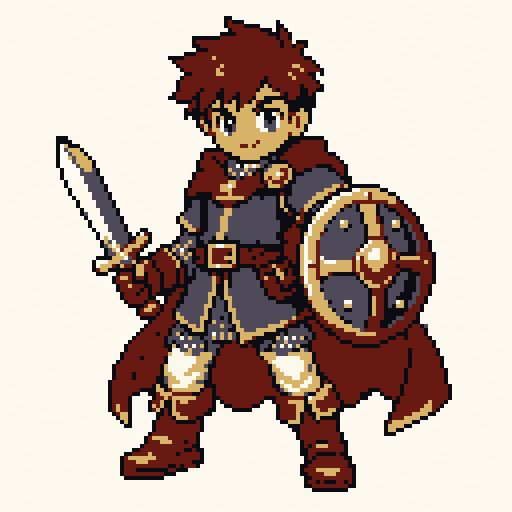 Knight Squire 128x128 pixel art template, pico8 palette