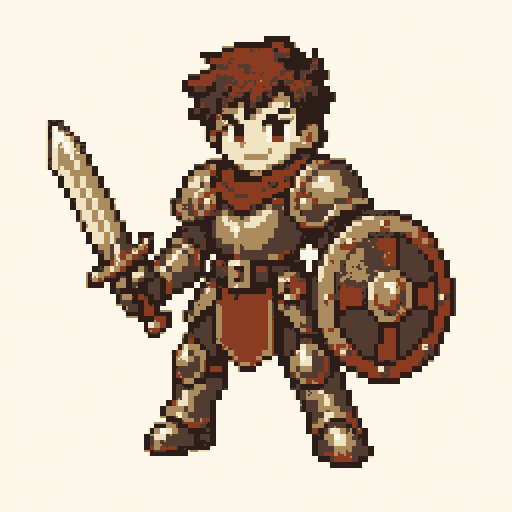 Knight Squire 256x256 pixel art template, ember palette