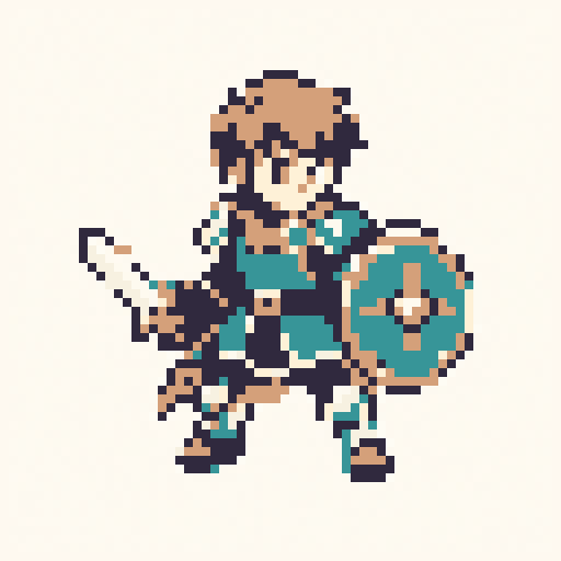 Knight Squire 64x64 pixel art template, ocean palette