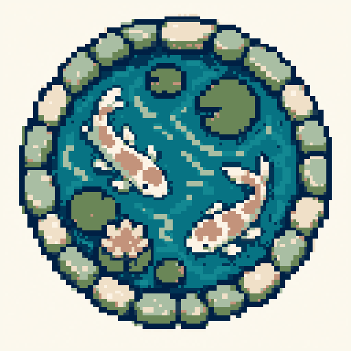 Koi Pond 128x128 pixel art template, ocean palette