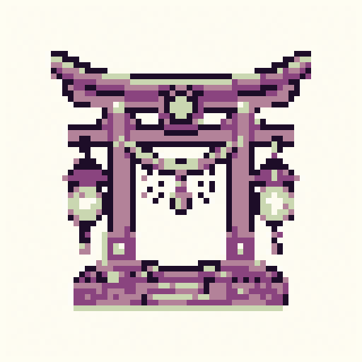 Lantern Shrine 64x64 pixel art template, bubblegum palette