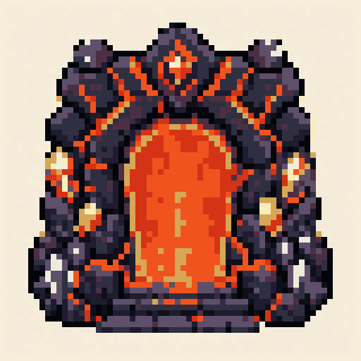 Lava Doorway 64x64 pixel art template, bubblegum palette